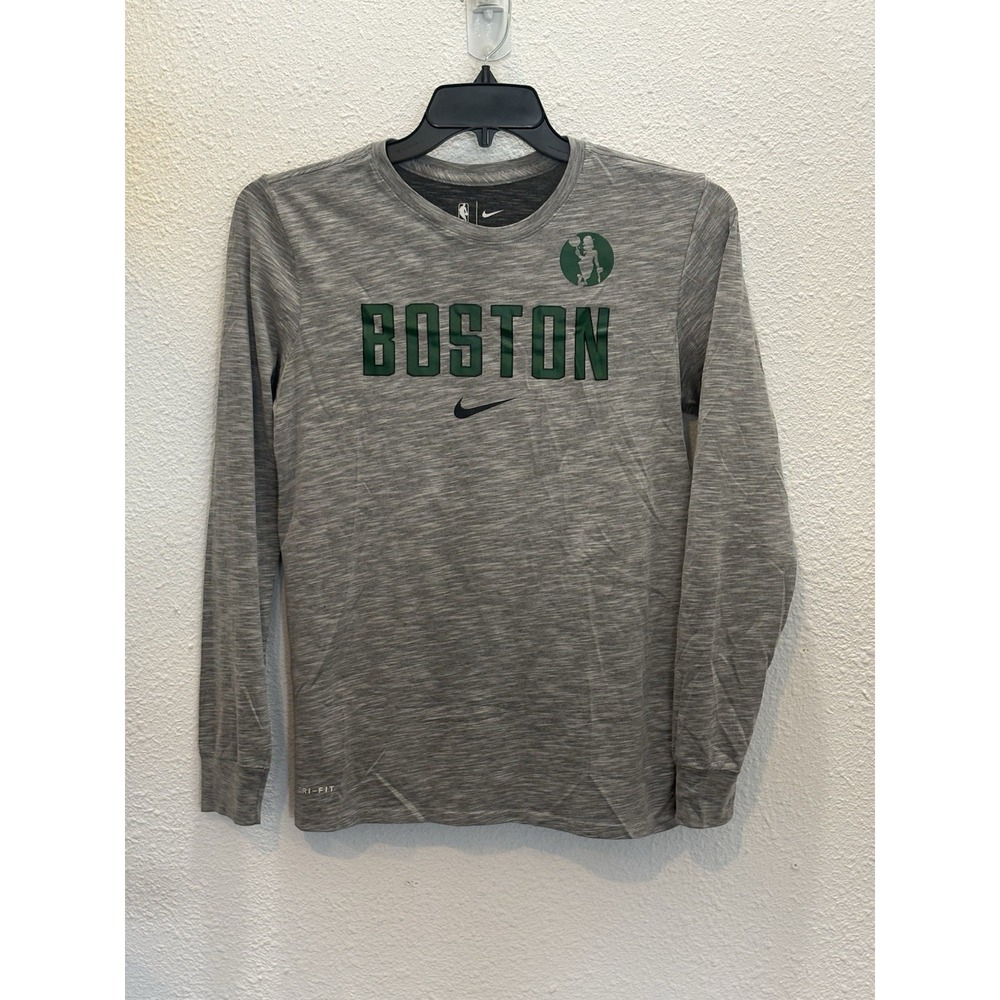 NBA Boston Celtics Nike Dri-Fit Long Sleeve T-shirt Mens S Gray AA0381-063